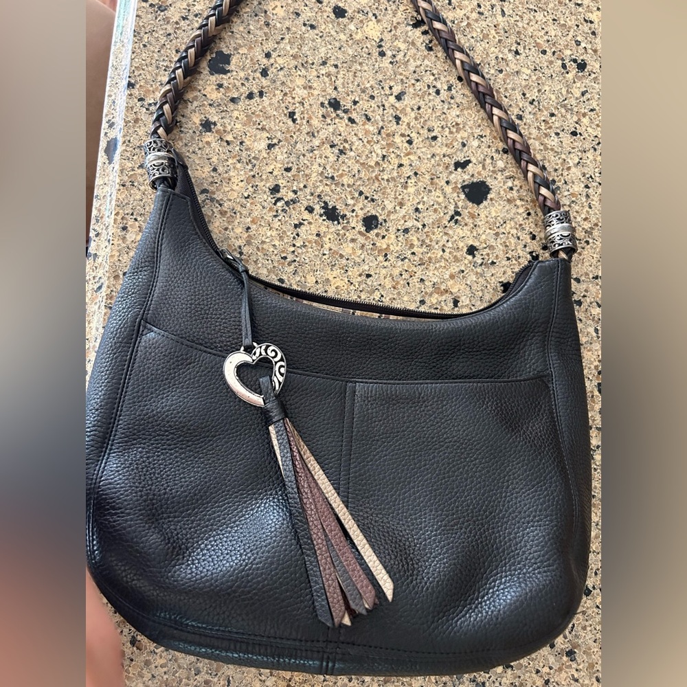 Brighton black pebbled leather shoulder bag
